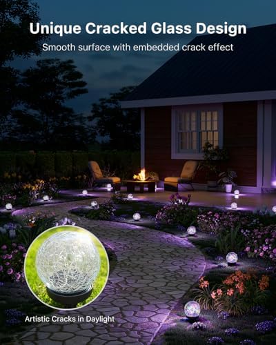 8 Pack 3.94" Multicolor Solar Powered Cracked Glass Ball Lights - Image 2