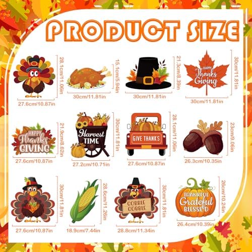 Threehoney 12 Pcs Thanksgiving Yard Signs with Stakes - Image 2