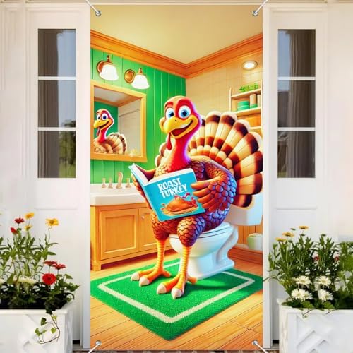 BlissYard Funny Thanksgiving Turkey Door Banner 35 x 71 Inch - Image 5