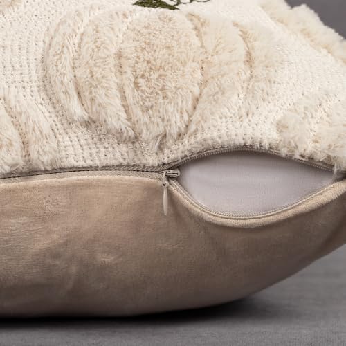 Fall Pumpkin Pillow Covers 20x20 Set of 2 Beige Fall Farmhouse Decor - Image 3
