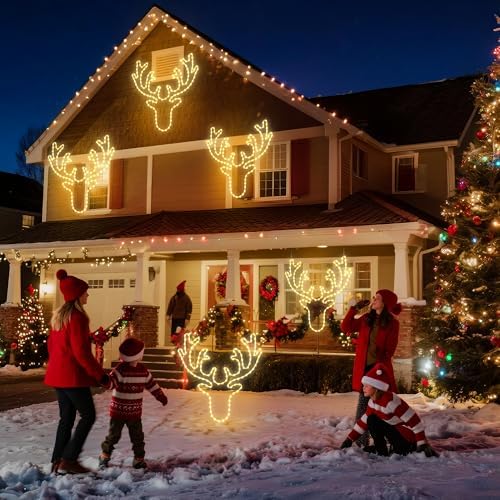 Jyoiat 32-Inch Christmas Reindeer Lights Outdoor with Timer Wall Decor - Image 7