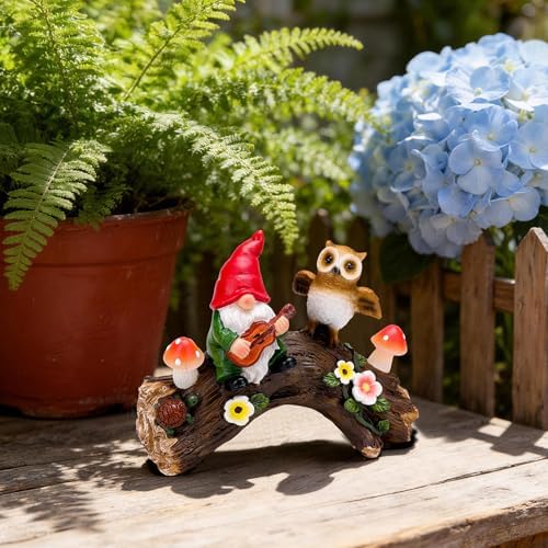 Solar Garden Statues Owl Gnomes Outdoor Decor Resin Owl Figurine with Mushroom Lights for Patio Lawn Yard Decorations Christmas Birthday Housewarming Gardening Gifts for Women Mom - Image 4