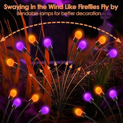 OZS 6Pack 48LED Solar Firefly Halloween Lights Outdoor for Party Decor - Image 6