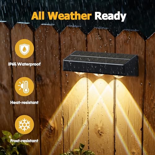 NIORSUN Solar Fence Lights, 12 Pack LED Outdoor Solar Deck Lights with Lenses, RGB Color, IP65 Waterproof, Solar Lights for Outside, Wall, Patio, Railing, Yard (Black) - Image 5