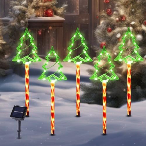 BRIGHTDECK Solar Christmas Tree Pathway Lights Outdoor Decorations, 5 Pack by BRIGHTDECK