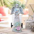 Angel Garden Statue Outdoor, Solar Angel Holding Bird with Succulent Lights by WONDERgarden