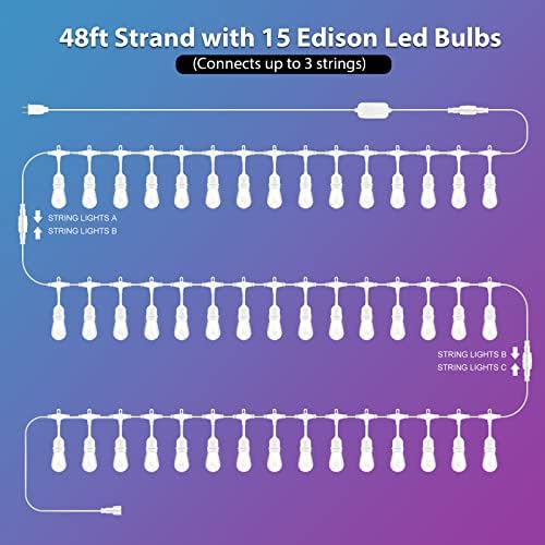 Mlambert Multicolor 96FT(2x48FT) LED Patio String Lights with Remote, White - Image 2