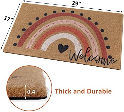 Rainbow Welcome Doormat Boho Rainbow Indoor Outdoor Entryway Doormats Non-Slip Backing Rug Neutral Rainbow Housewarming Wedding Gifts 17X30 Inches - Image 3