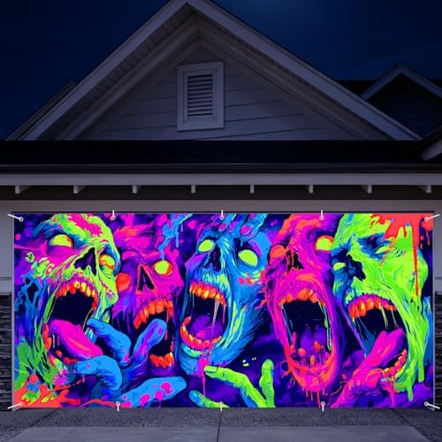 7 x 16 ft Halloween Garage Door Decorations Halloween decorations Witch Door Cover, Hanging Banner, Cauldron Backdrop Mural for Home, Outdoor, Indoor, Spooky Party, Wall, Window (Graffiti, 7 x 16 ft) by THISFIND