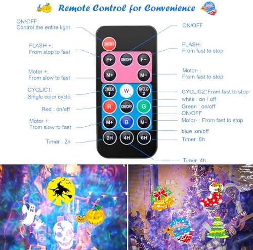 HAKUTA Christmas Projector Lights,HD Wave Ocean Effect LED Projector with 16pc Slides Patterns and Remote Control for Christmas, New Year, Birthday, Halloween, Thanksgiving Decor - Image 5