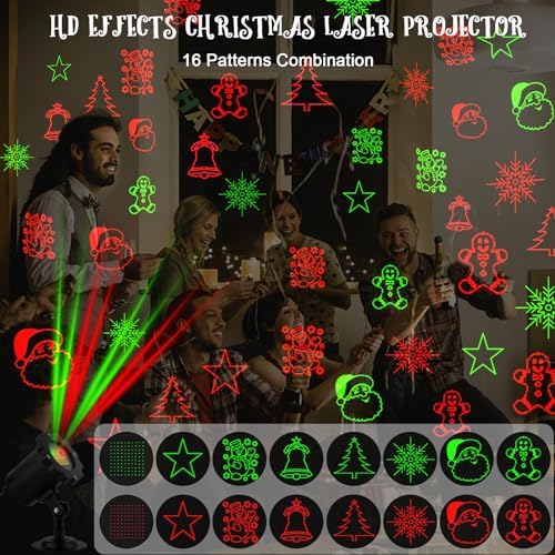 Christmas Projector Lights Outdoor, Waterproof Christmas Laser Projector Lights with Remote, Christmas Spotlight Decorations for Party Yard Garden Outdoor Indoor, SE369 - Image 2