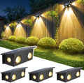 T-SUN Solar Fence Lights, 2 Bright Modes Waterproof LED Wall Lights 4 Pack by T-SUN