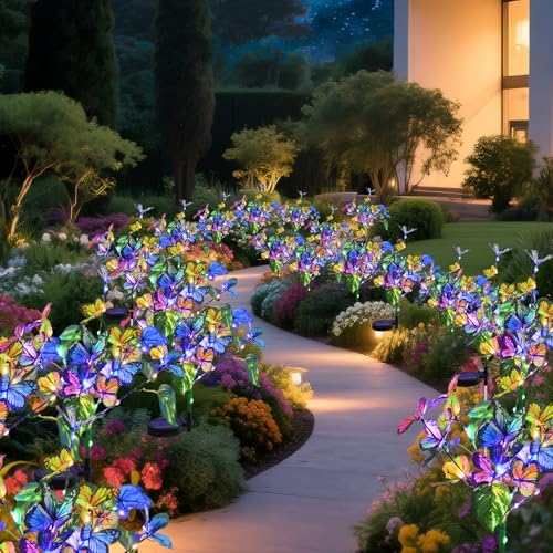 Solar Garden Lights Outdoor Waterproof Solar Lights 4 Pack with New Upgraded 40 LED 18 Butterfly Outdoor Lights for Yard Outside Garden Pathway Decor - Image 6