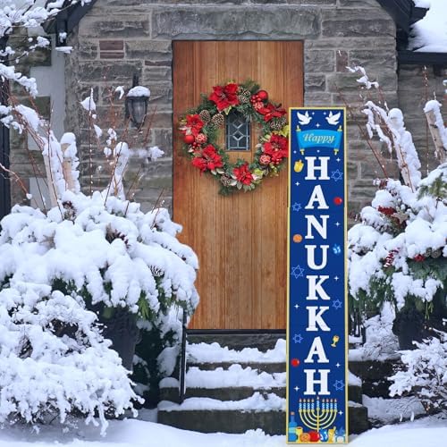 47" Happy Hanukkah Joy World Porch Sign, 2 In1 Welcome Sign - Image 6