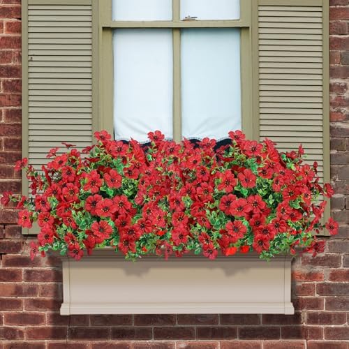 Ouddy Decor 12 Pcs Artificial Flowers for Outdoors Decorations, Red - Image 6