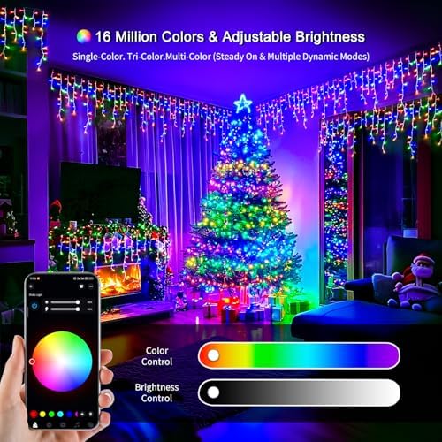 JMEXSUSS 400 LED Smart RGB Icicle Lights for Outside - Image 3
