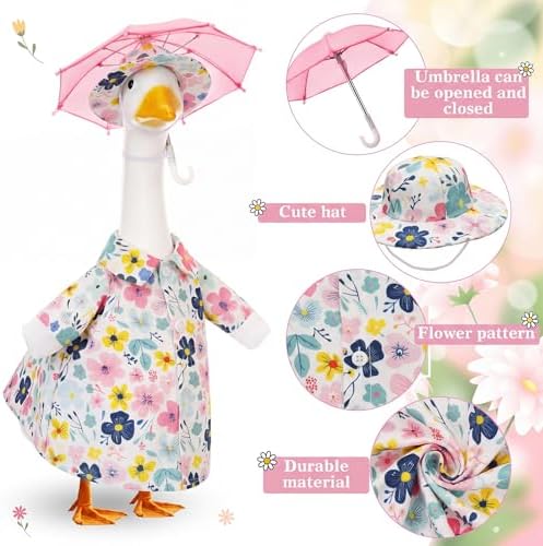 Soulchen 3 Pcs Summer Goose Outfit Porch Lawn, Garden Floral, 23 Inch - Image 3