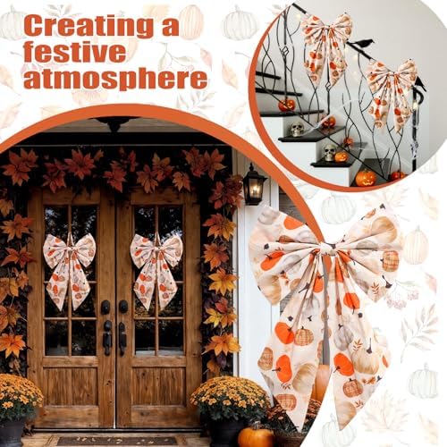 Suncalla 2 Pcs Orange Fall Pumpkin Wreath Bows 18'' x 12'' - Image 4
