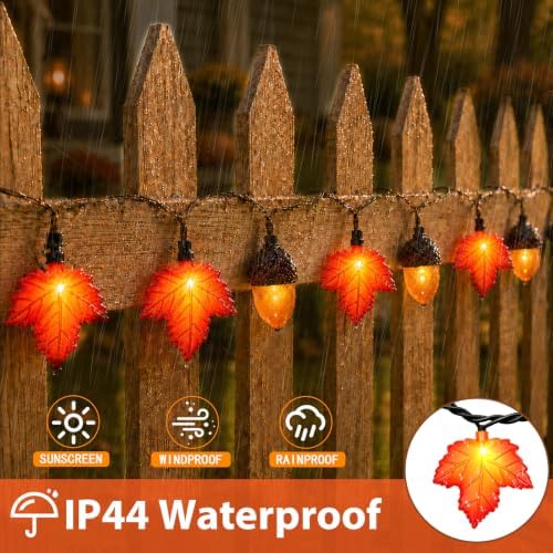 16.4FT Fall Lights Battery Operated, 20 LED Fall String Lights with 3D Acorns and 3D Maple Leaves LED Autumn Lights with Timer 8 Modes for Autumn Thanksgiving Indoor Outdoor Fall Decorations - Image 3