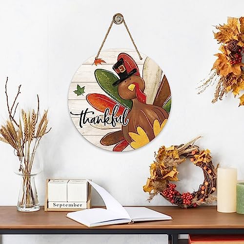 Deroro Thanksgiving Thankful Turkey Sign for Front Door Decor, Fall Maple - Image 6