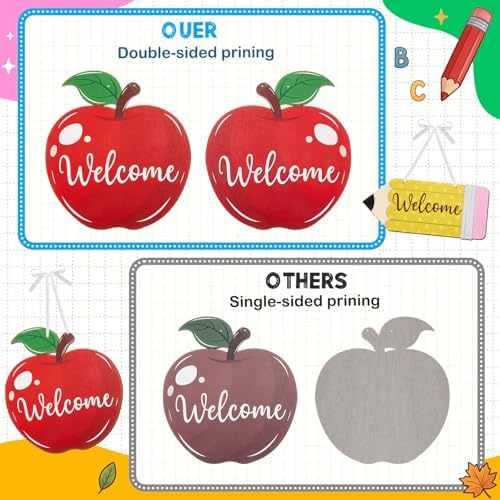 Jetec 2 Pcs Welcome Back to School Wood Hanging Sign for Prek Elementary - Image 3
