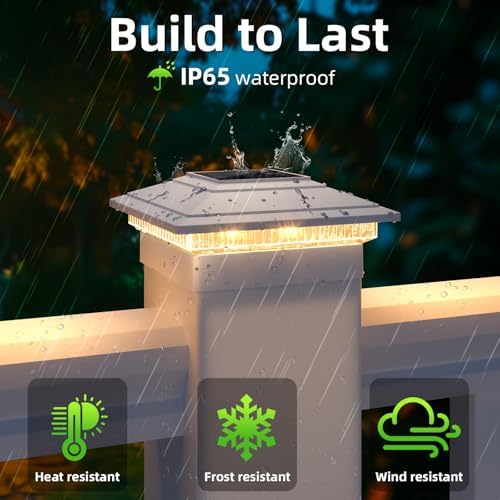 Solar Post Cap Lights 12pack,Warm & Cool Light,for 4x4 5x5 6x6 Posts White - Image 3