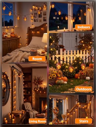 8.5 FT Fall String Lights with 10 LED 3D Acorn Plug in Autumn Décor Lights - Image 7