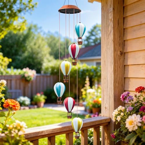 Topstor Solar Wind Chimes for Outside Hot Air Balloon Solar Lights - Image 3