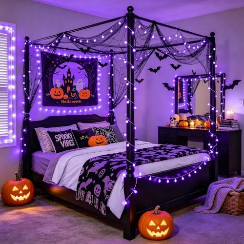 JMEXSUSS 100 LED Purple Globe String Lights Battery Operated with 8 Modes - Image 2