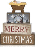 Lineshading 4 Pcs Nativity Christmas Wooden Block Signs Farmhouse Decor by Lineshading
