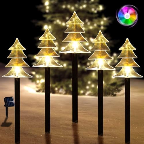 Christmas Decorations Outdoor, Solar Tree Pathway Lights, 5 PCS by ILLUMINEW