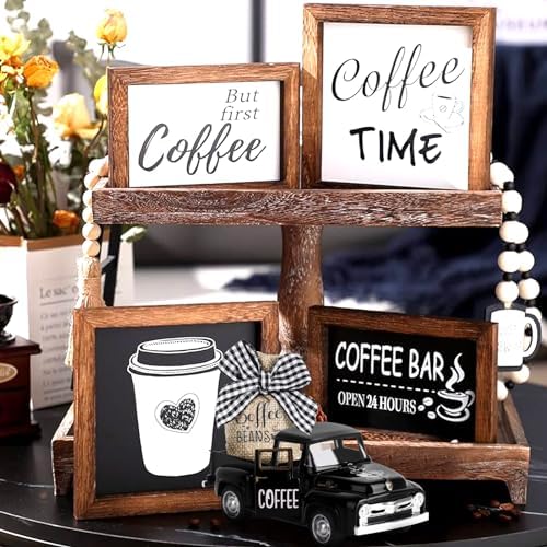 Hooqict Coffee Bar Decor Mini Metal Black Truck with Beans Burlap Sack for Home Farmhouse Kitchen Tiered Tray Decor Coffee Bar Accessories Coffee Station Decorations - Image 6