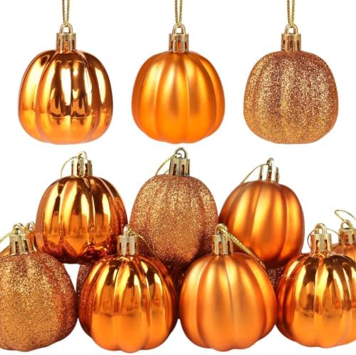 12 Pcs Fall Pumpkin Tree Ornaments, Mini Pumpkin Hanging Decorations by HFATMOS