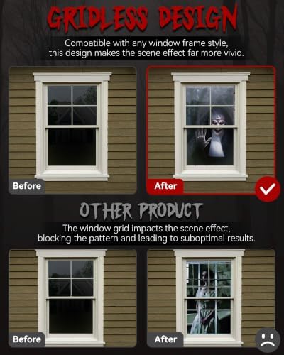 2pcs Halloween Window Cover Decor, Scary Ghost Curtain Outdoor - Image 4