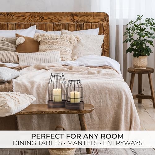 Rustic Farmhouse Lantern Decor Set of 2 - Stylish Decorative Lanterns - Image 6
