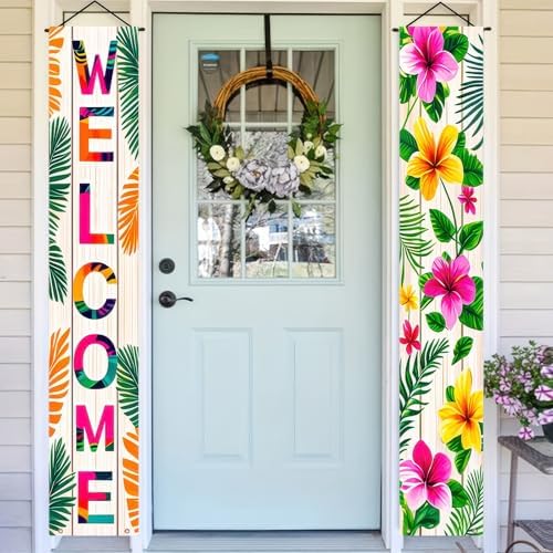BlissYard Welcome Spring Summer Floral Porch Sign Flowers Banner Door Sign Decorations Hanging Door Banner Spring Summer Decorations for Front Door Indoor Outside Home Yard Porch Wall Decor - Image 5