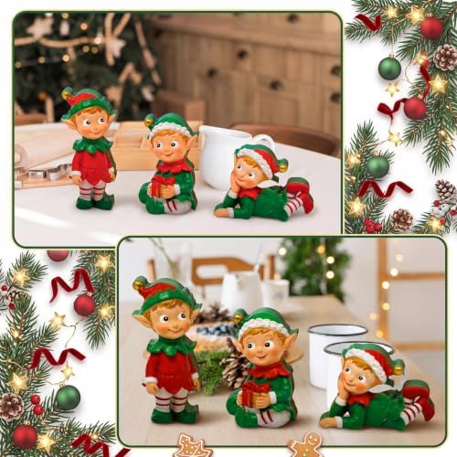 DoubleFill Wooden Figurine Table Decorations, Christmas Elves - Image 5