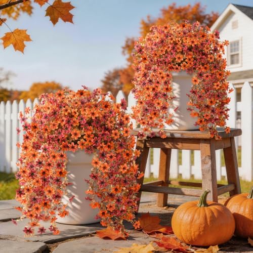 INQCMY Artificial Fake Hanging Flowers Plants for Outdoor Fall Decoration by INQCMYPlantRack