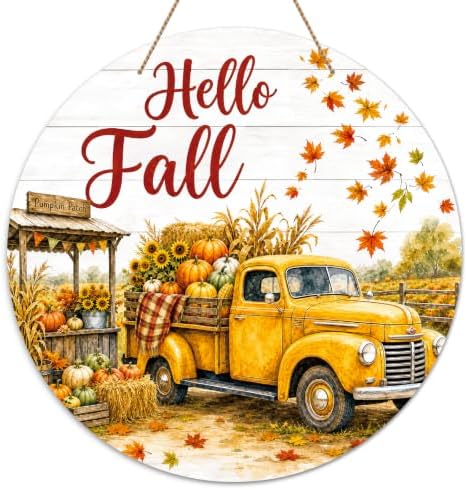 PETCEE Hello Fall Door Sign Fall Decorations for Home Wall Fall Door Decor by PETCEE