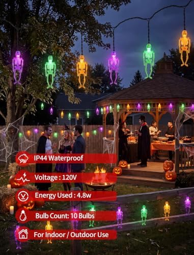 8.5FT Halloween String Lights Plug in with 10 LED Dropping Skeleton Lights - Image 4