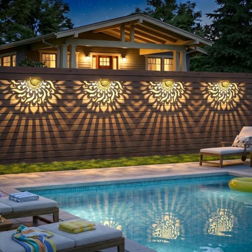 Solar Fence Lights 6 Pack Solar Deck Step Wall Lights Outdoor Waterproof LED Decorations Warm Yellow Light Decorative Lighting for Garden, Front Door, Backyard (Bronze) - Image 4