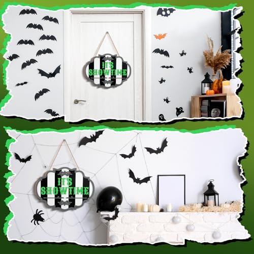 Yousoontic It's Showtime Halloween Door Sign Wooden Horror Decor - Image 4