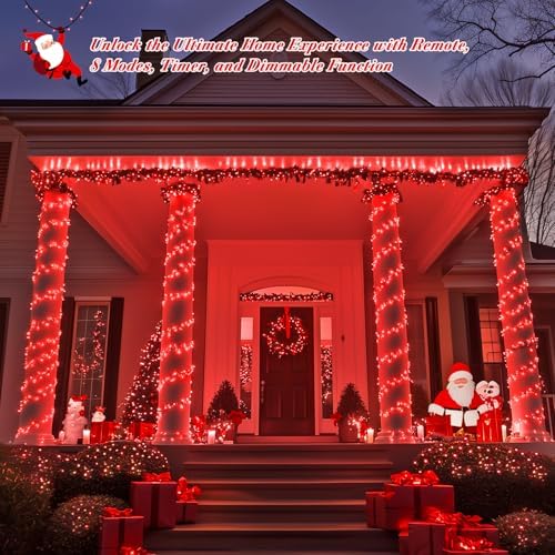 JMEXSUSS 400 LED Red Christmas Lights, 132ft String Lights Plug in - Image 3