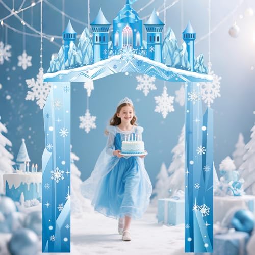Tiamon Snow Castle Banners 2026 Vbs Princess Birthday Door Entrance Decorations Ice Snowflake Hanging Door Banner Backdrop for Girls Winter Wonderland Holiday Photo Booth Props Supplies - Image 4