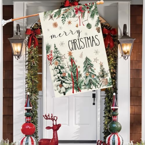 Baccessor Christmas House Flag 28x40 Inch Large Winter Pine Trees Farmhouse - Image 4