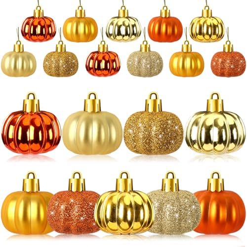 JULMELON 24 Pcs Fall Thanksgiving Tree Decorations Mini Pumpkin Ornaments by JULMELON