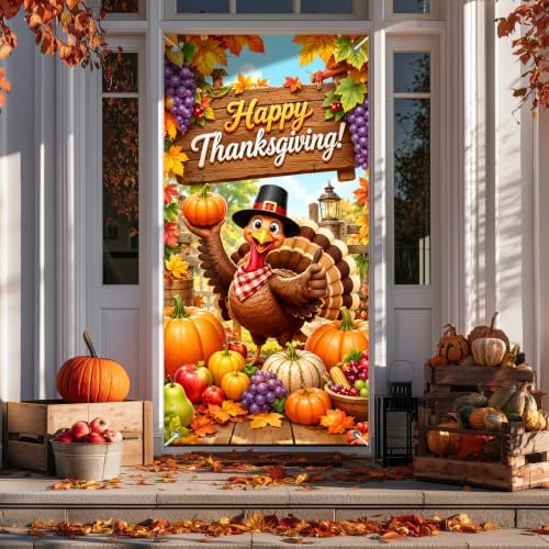 BlissYard Thanksgiving Harvest Turkey Door Cover 35 x 71 Inch - Image 3