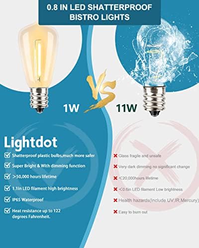 Lightdot LED Outdoor String Lights 400FT Patio Lights with 128 Shatterproof ST38 Vintage Edison Bulbs, Outside Hanging Light Waterproof for Porch, Deck, Garden, Backyard, Balcony, Dimmable - Image 4