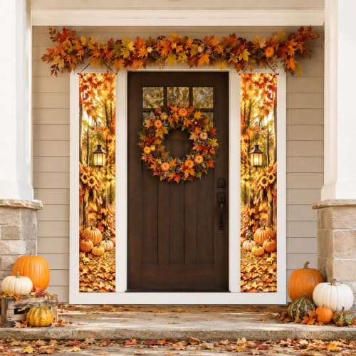IVN Fall Lantern Porch Banner Pumpkin Harvest Decor 2 Pcs - Image 2