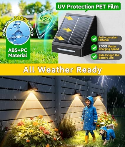 KOOPER Solar Fence Lights Outdoor Waterproof 10 Pack, Solar Fence Lights with Ultra-Bright LED Lens, 10 Modes & 9 Colors Outdoor Solar Lights for Fence, Backyard, Railing, Patio, Wall, Step, Deck - Image 6